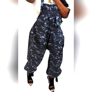 Gray Camo Trendy Baggy Overalls